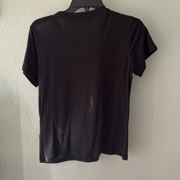 GUESS Embellished Mesh-Trim T-Shirt Jet Black - Picture 4 of 4